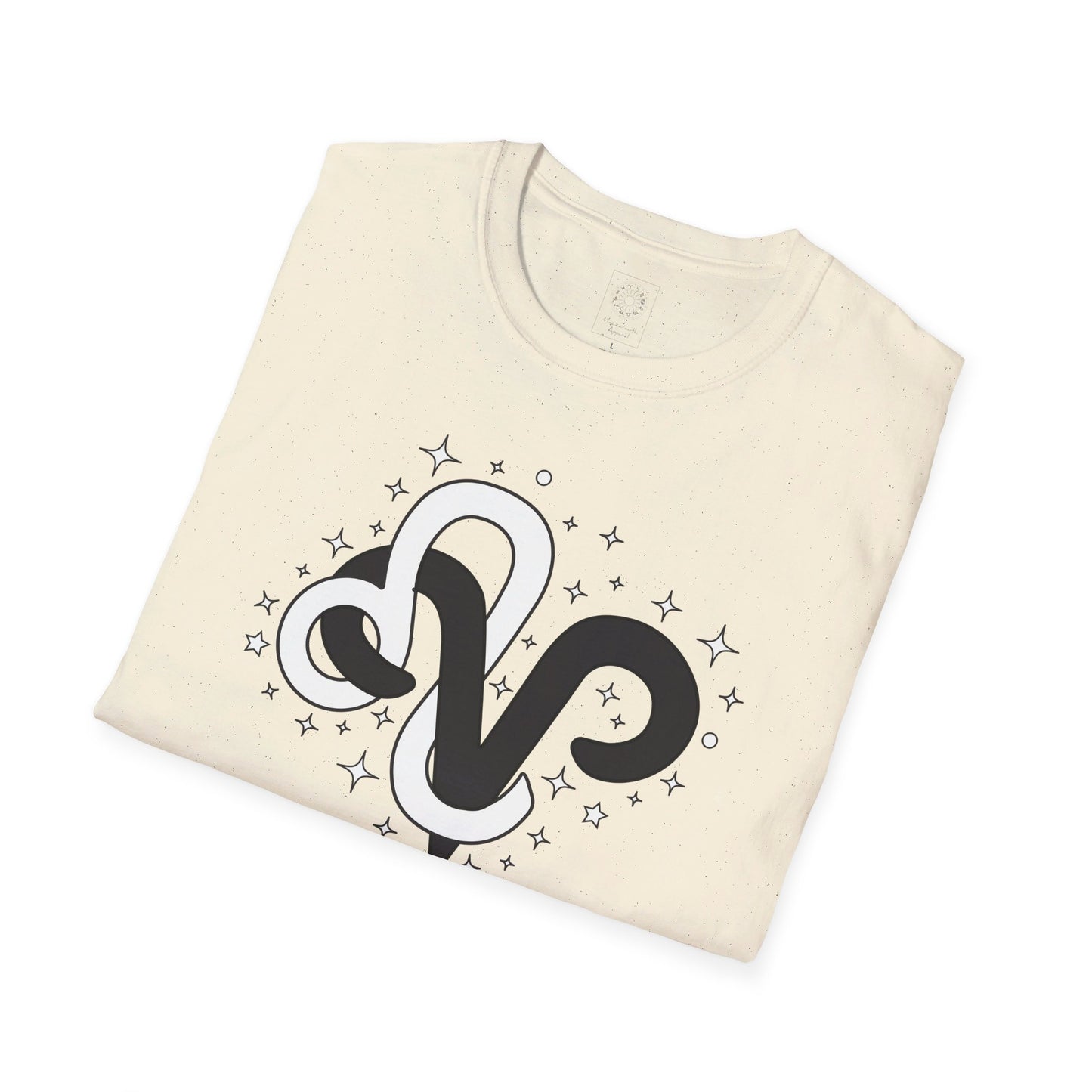 Astrology Zodiac Unisex Softstyle T-Shirt with Aries and Leo Symbols and Love Description