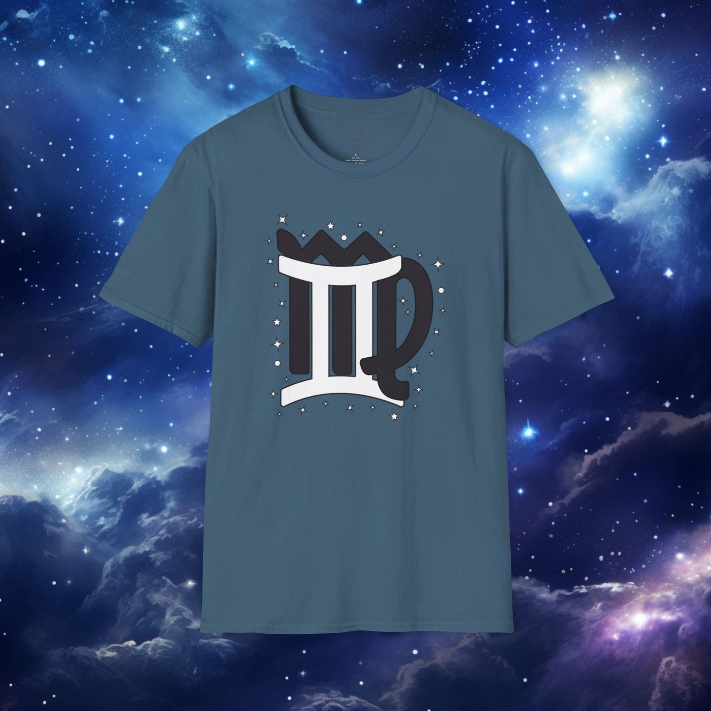 Astrology Zodiac Unisex Softstyle T-Shirt with Virgo and Gemini Symbols and Love Description