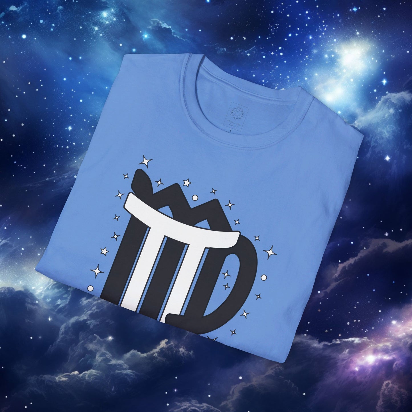 Astrology Zodiac Unisex Softstyle T-Shirt with Virgo and Gemini Symbols and Love Description