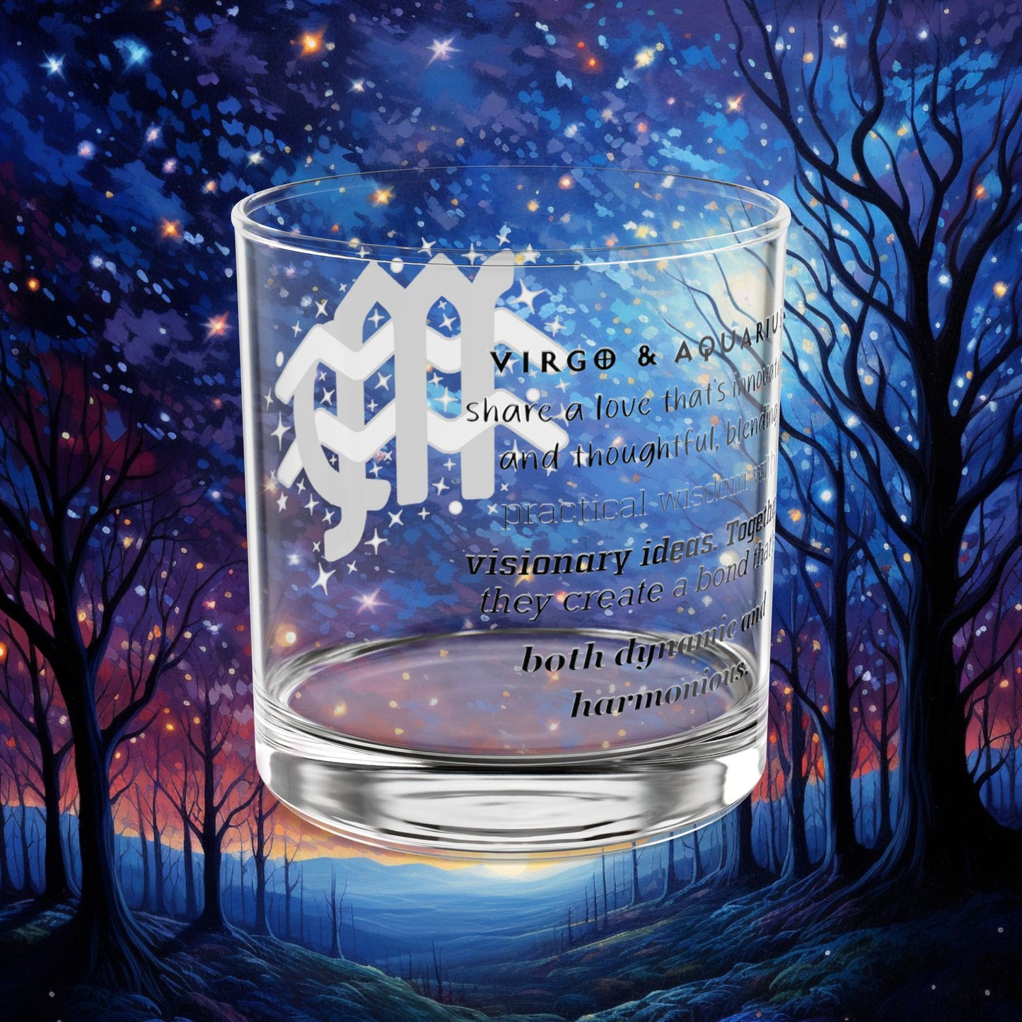 Virgo Aquarius Zodiac Rocks Glass