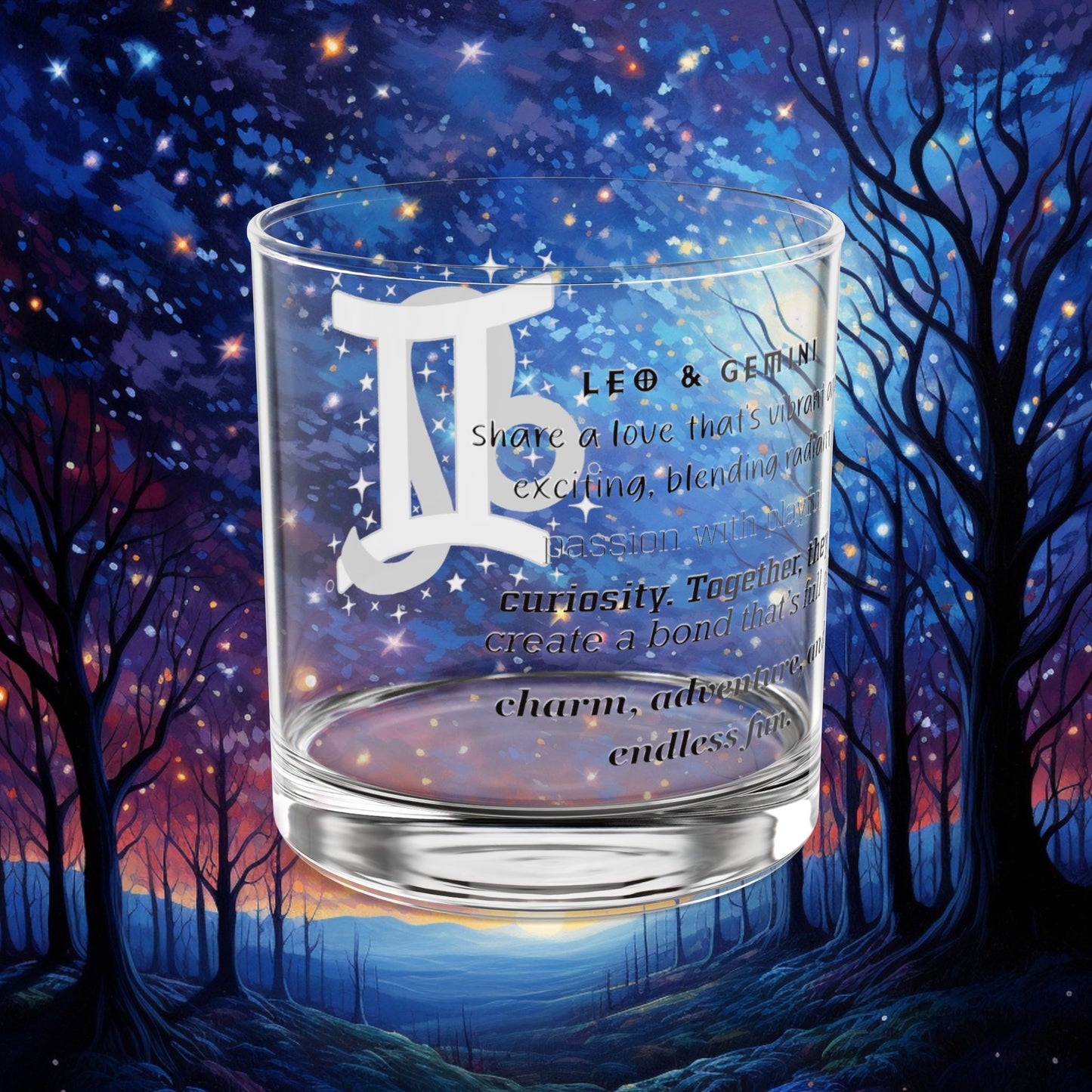 Leo Gemini Zodiac Rocks Glass