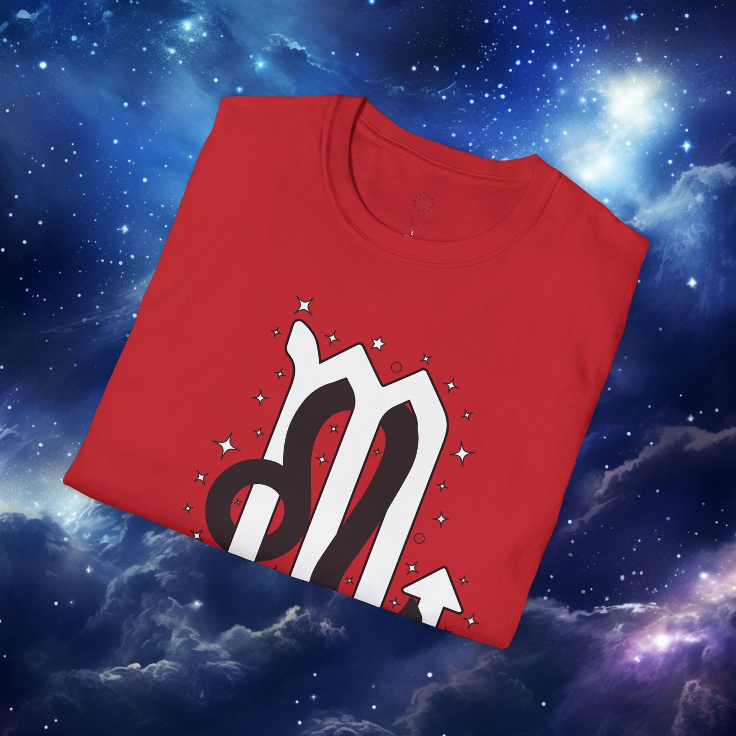 Astrology Zodiac Unisex Softstyle T-Shirt Leo and Scorpio With Love Description On Back