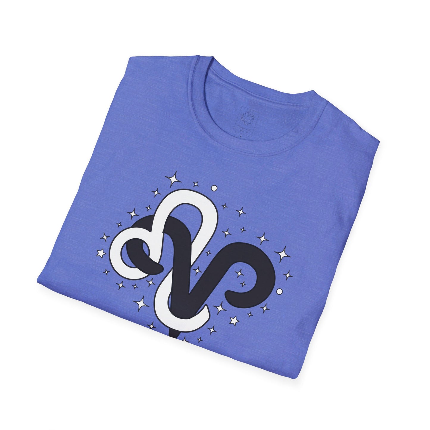 Astrology Zodiac Unisex Softstyle T-Shirt with Aries and Leo Symbols and Love Description