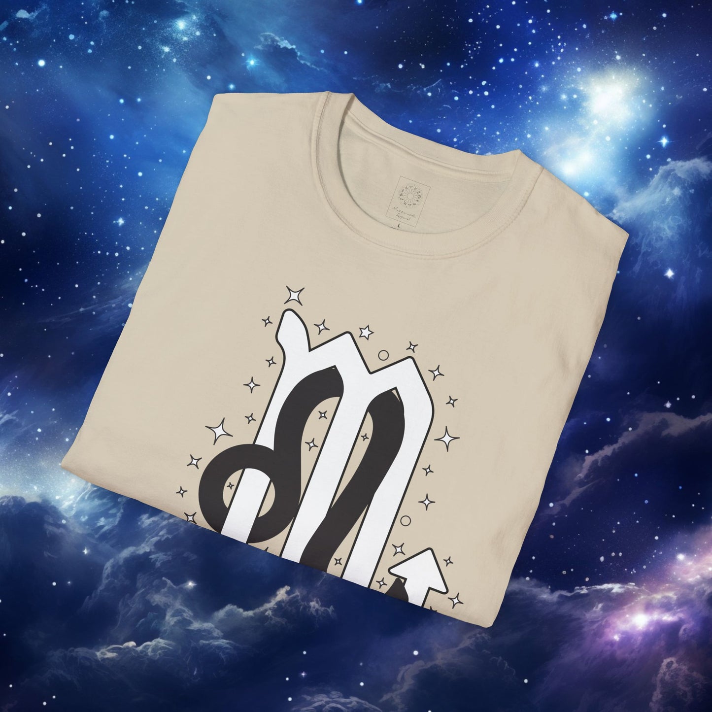 Astrology Zodiac Unisex Softstyle T-Shirt Leo and Scorpio With Love Description On Back