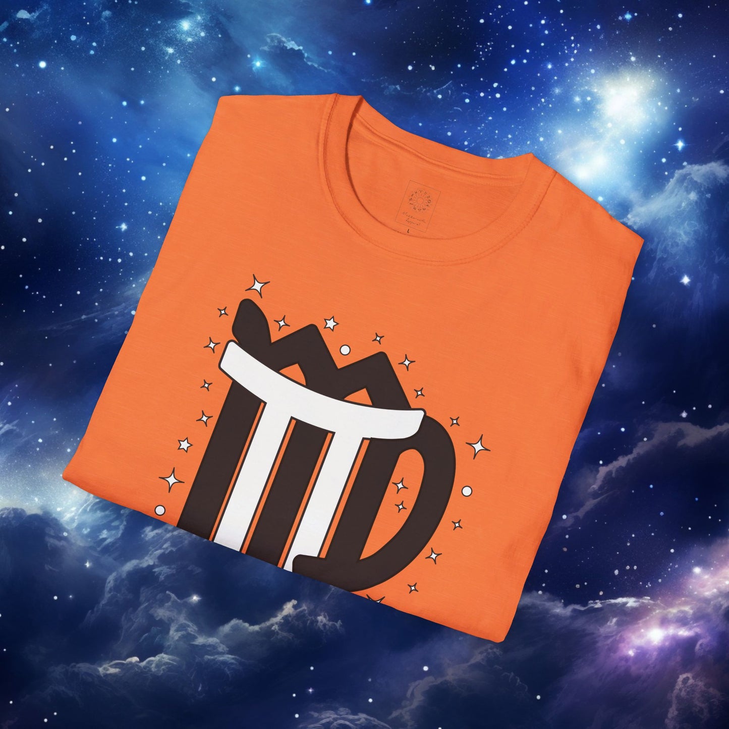 Astrology Zodiac Unisex Softstyle T-Shirt with Virgo and Gemini Symbols and Love Description