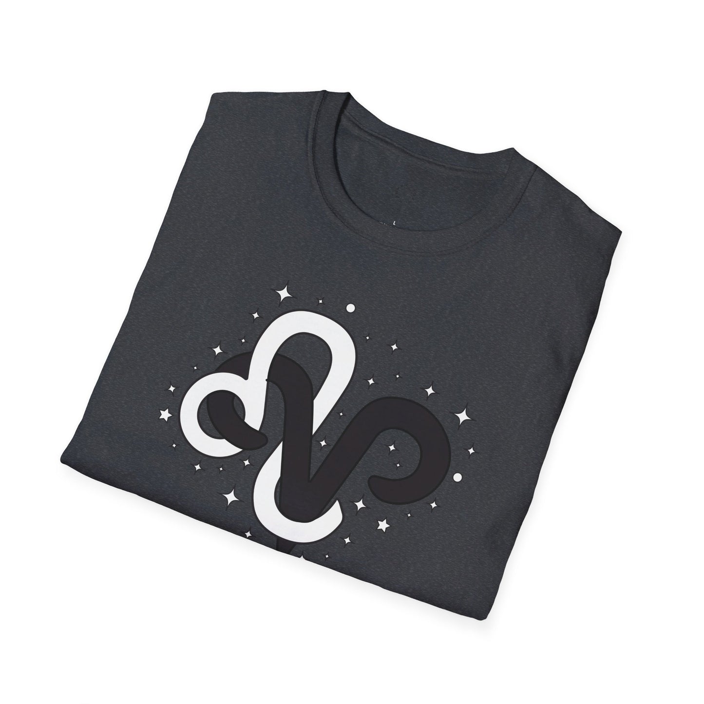 Astrology Zodiac Unisex Softstyle T-Shirt with Aries and Leo Symbols and Love Description