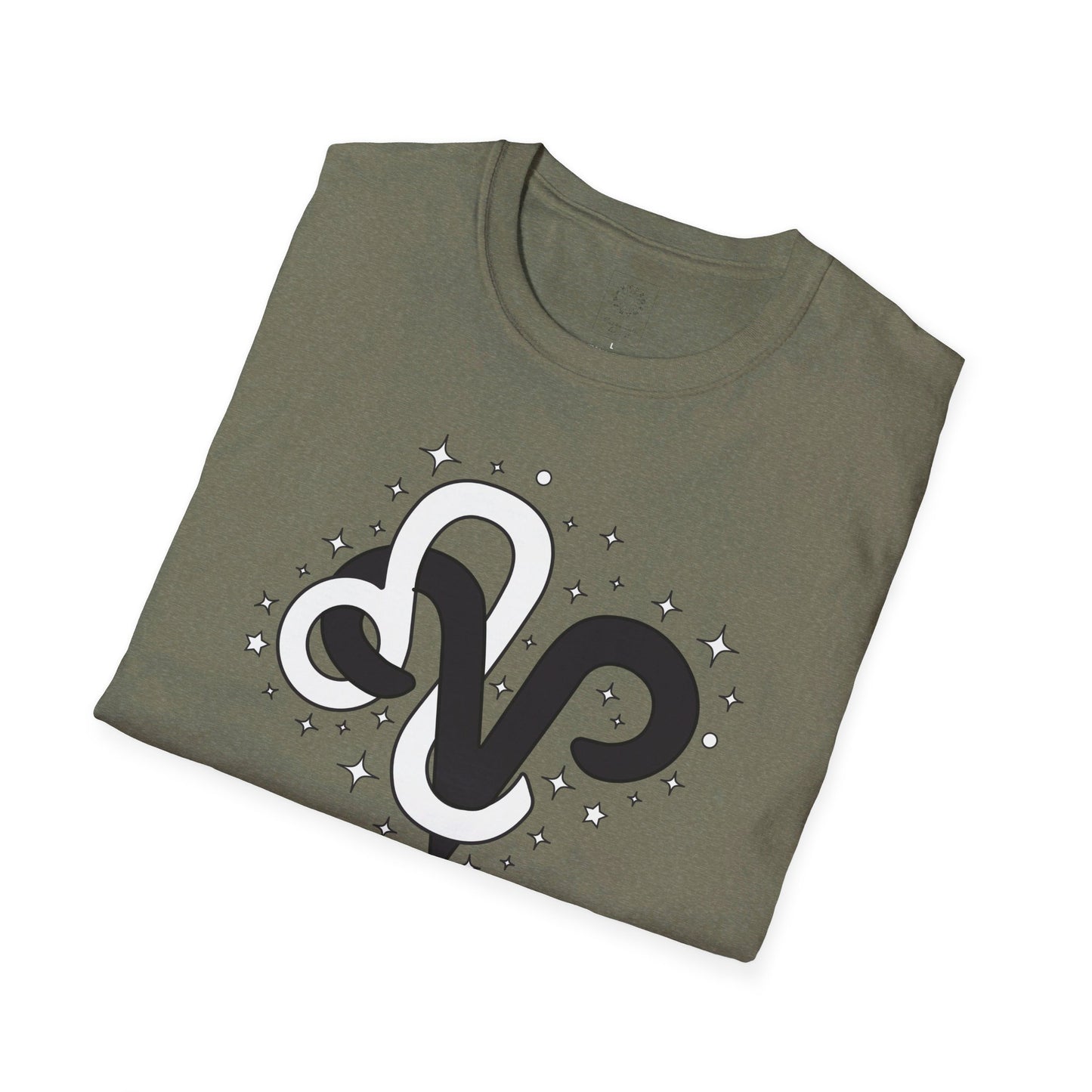 Astrology Zodiac Unisex Softstyle T-Shirt with Aries and Leo Symbols and Love Description