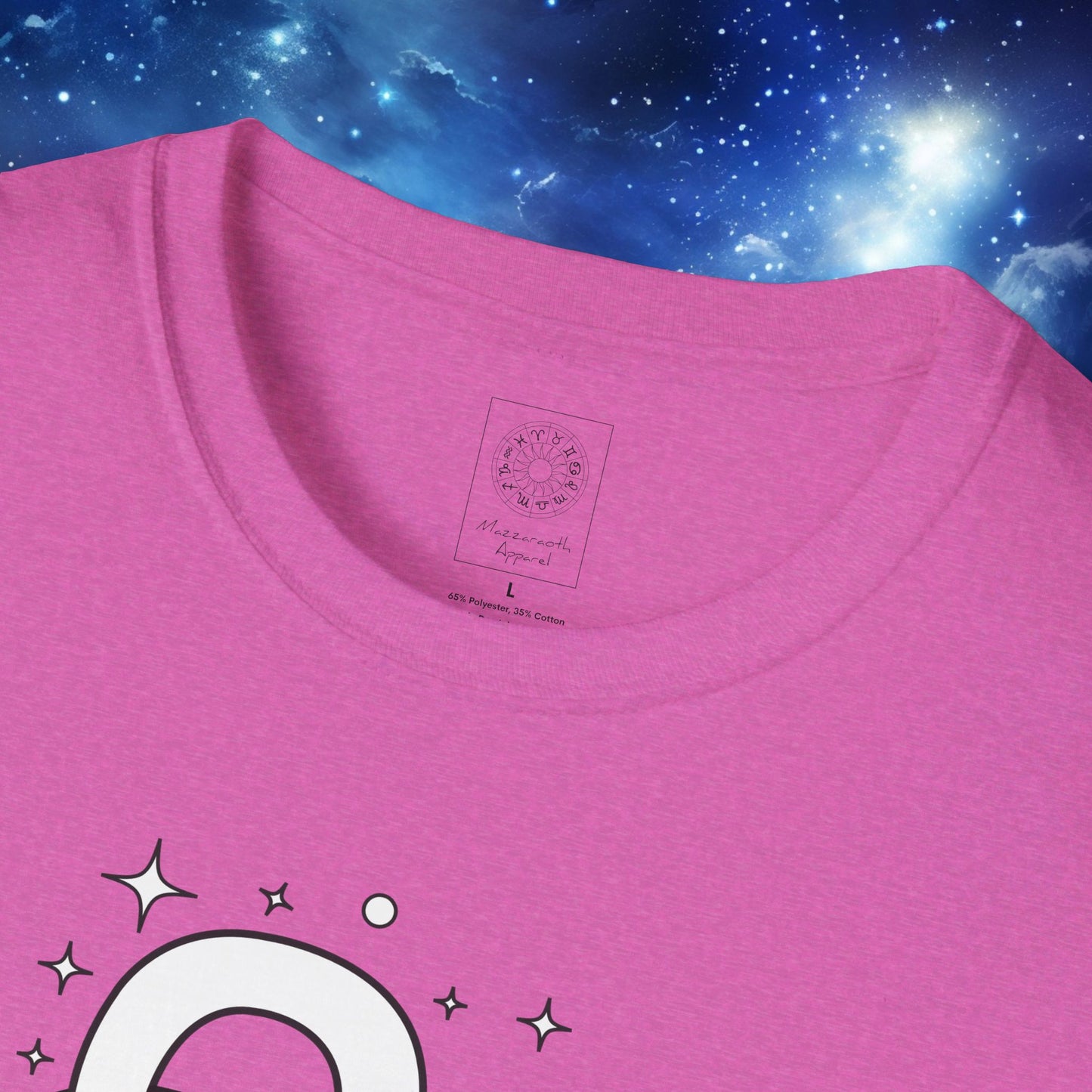 Astrology Zodiac Unisex Softstyle T-Shirt with Aries and Leo Symbols and Love Description