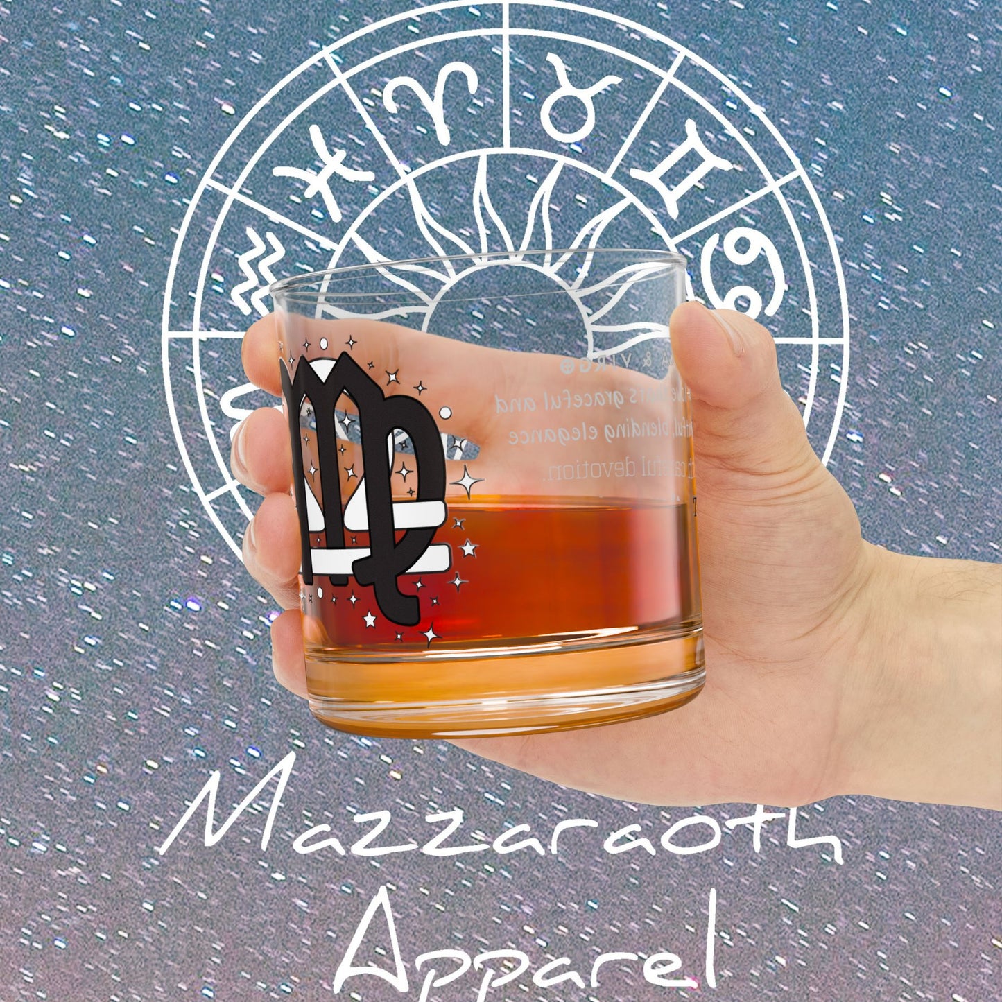 Virgo Libra Zodiac Rocks Glass