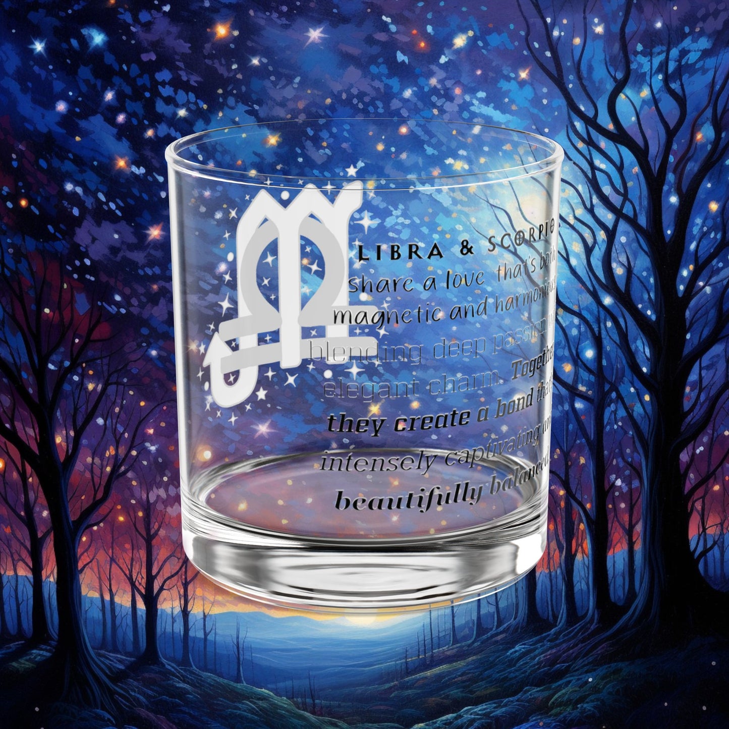 Libra Scorpio Zodiac Rocks Glass