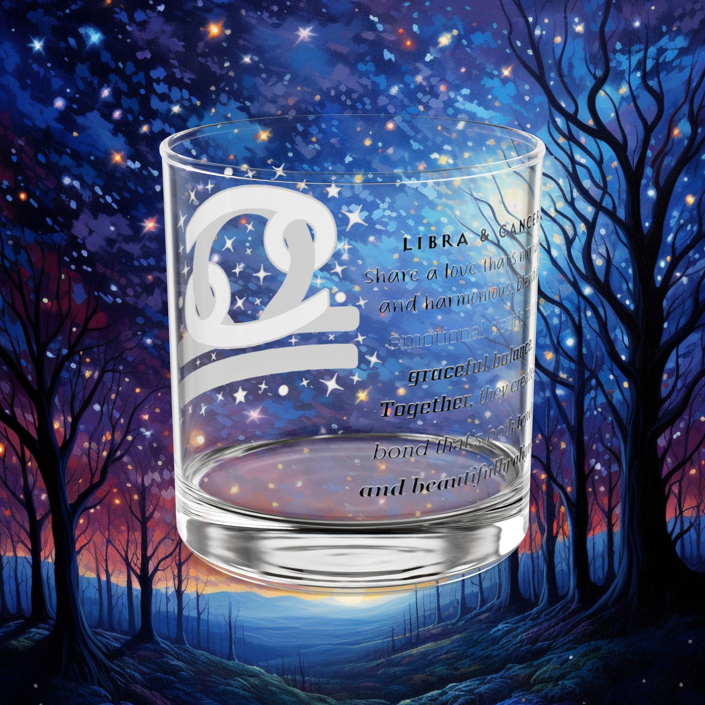 Libra Cancer Zodiac Rocks Glass