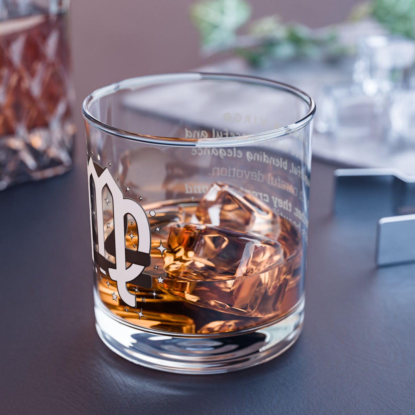 Libra Virgo Zodiac Rocks Glass