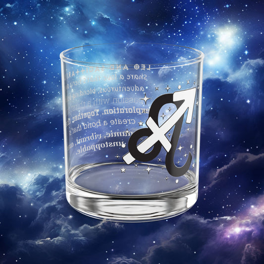Leo Sagittarius Zodiac Rocks Glass