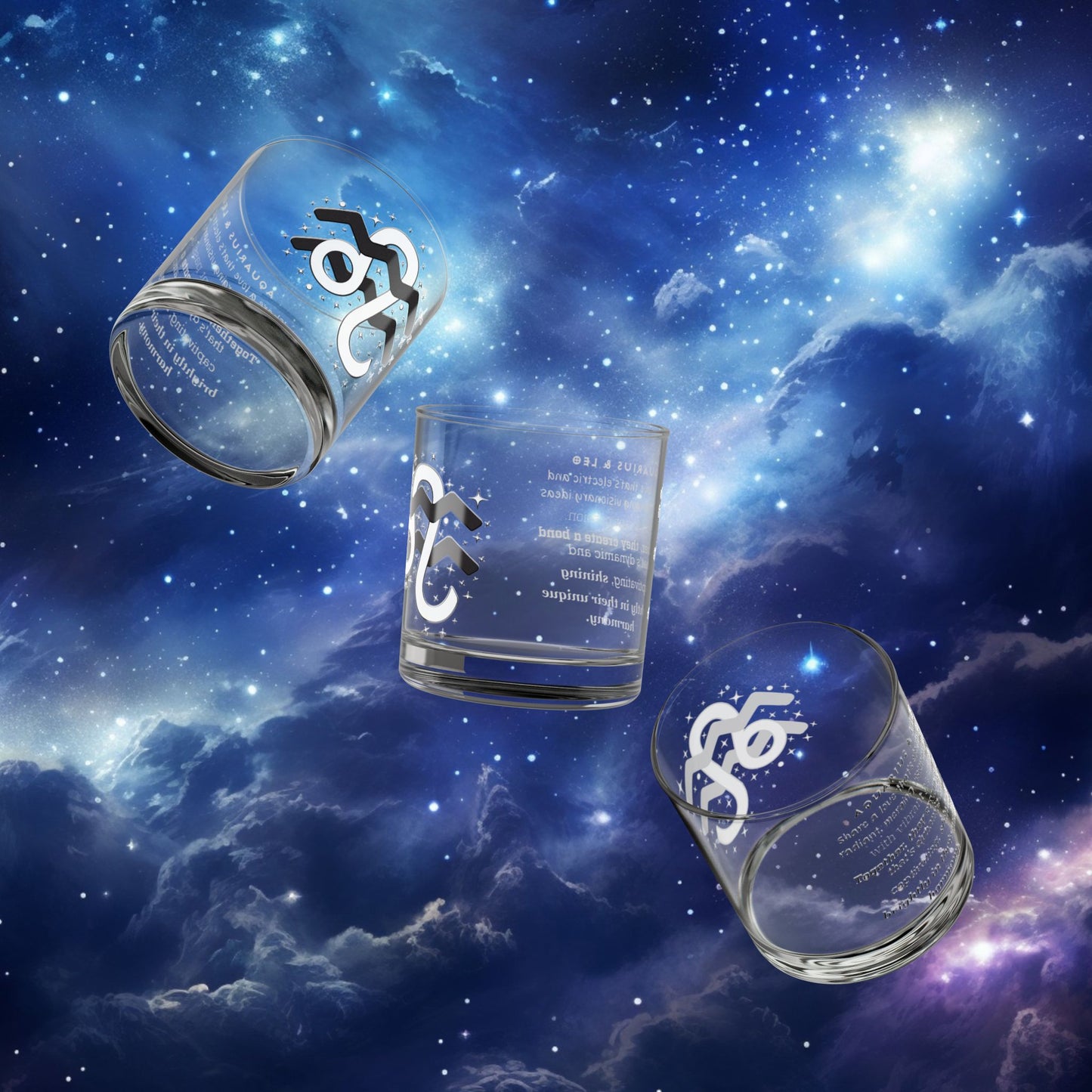 Aquarius Leo Zodiac Rocks Glass