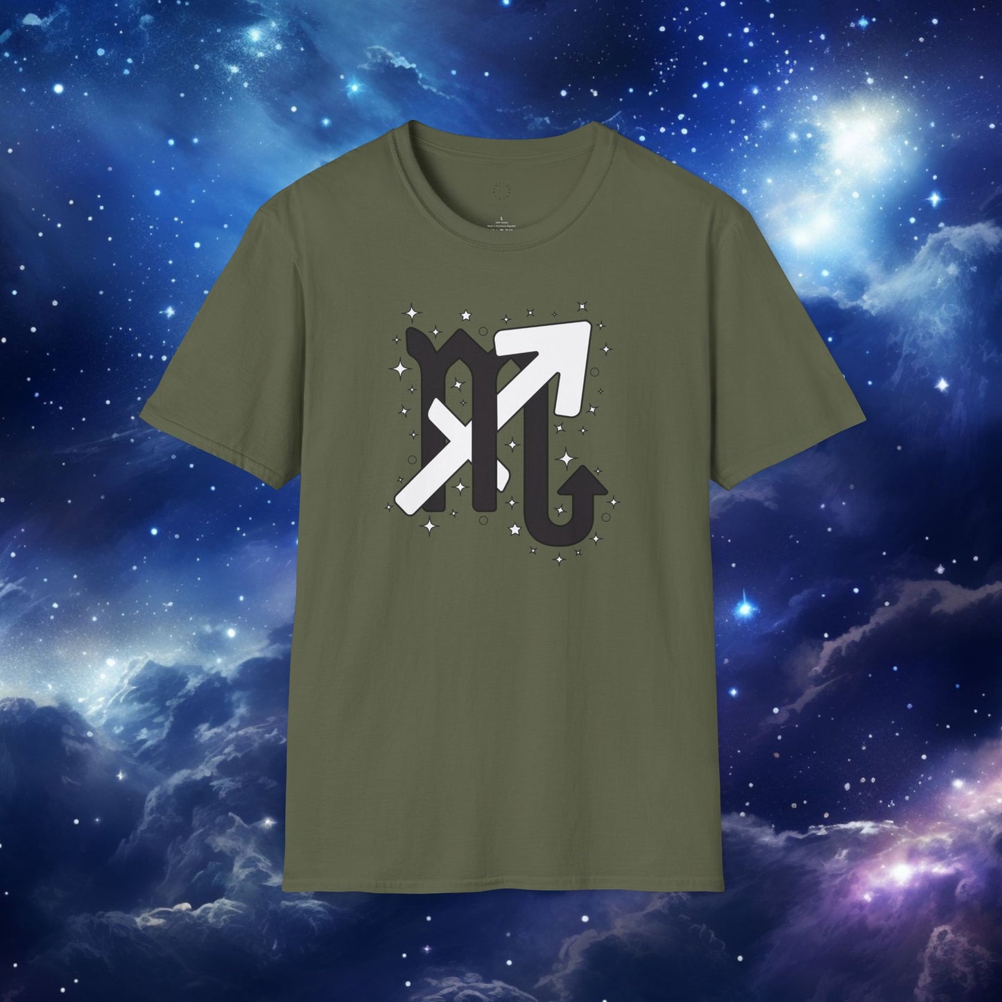 Astrology Zodiac Unisex Softstyle T-Shirt Scorpio and Sagittarius with Love Description