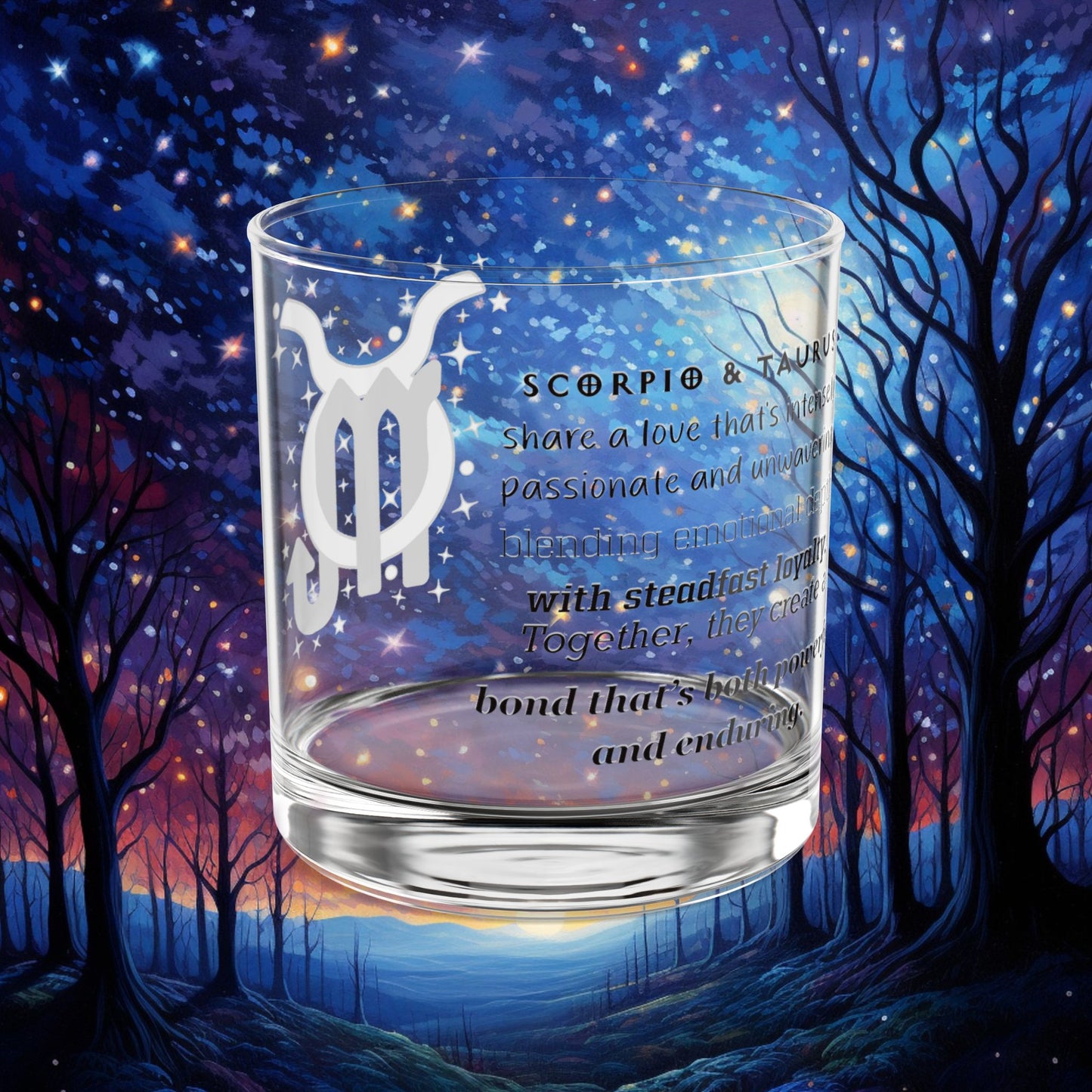 Scorpio Taurus Zodiac Rocks Glass