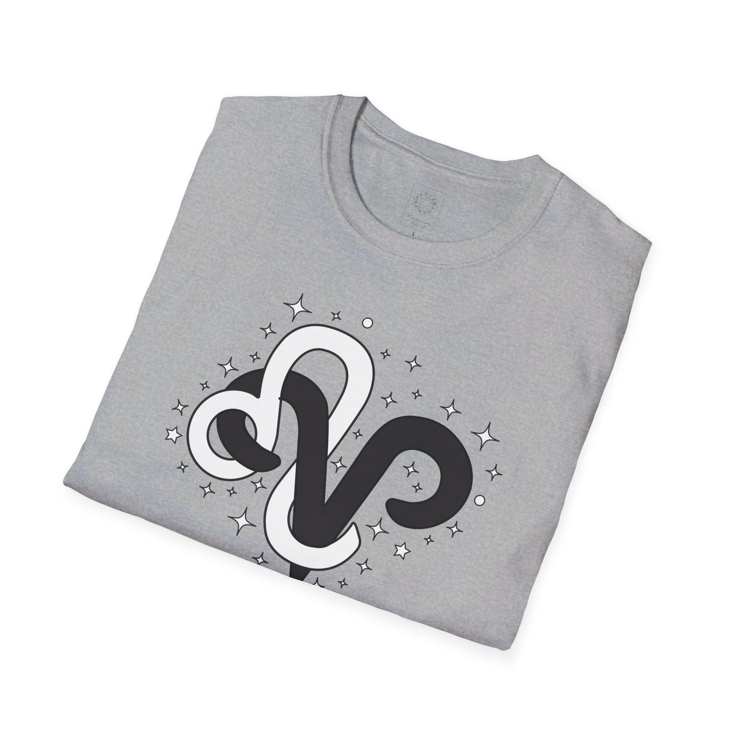 Astrology Zodiac Unisex Softstyle T-Shirt with Aries and Leo Symbols and Love Description