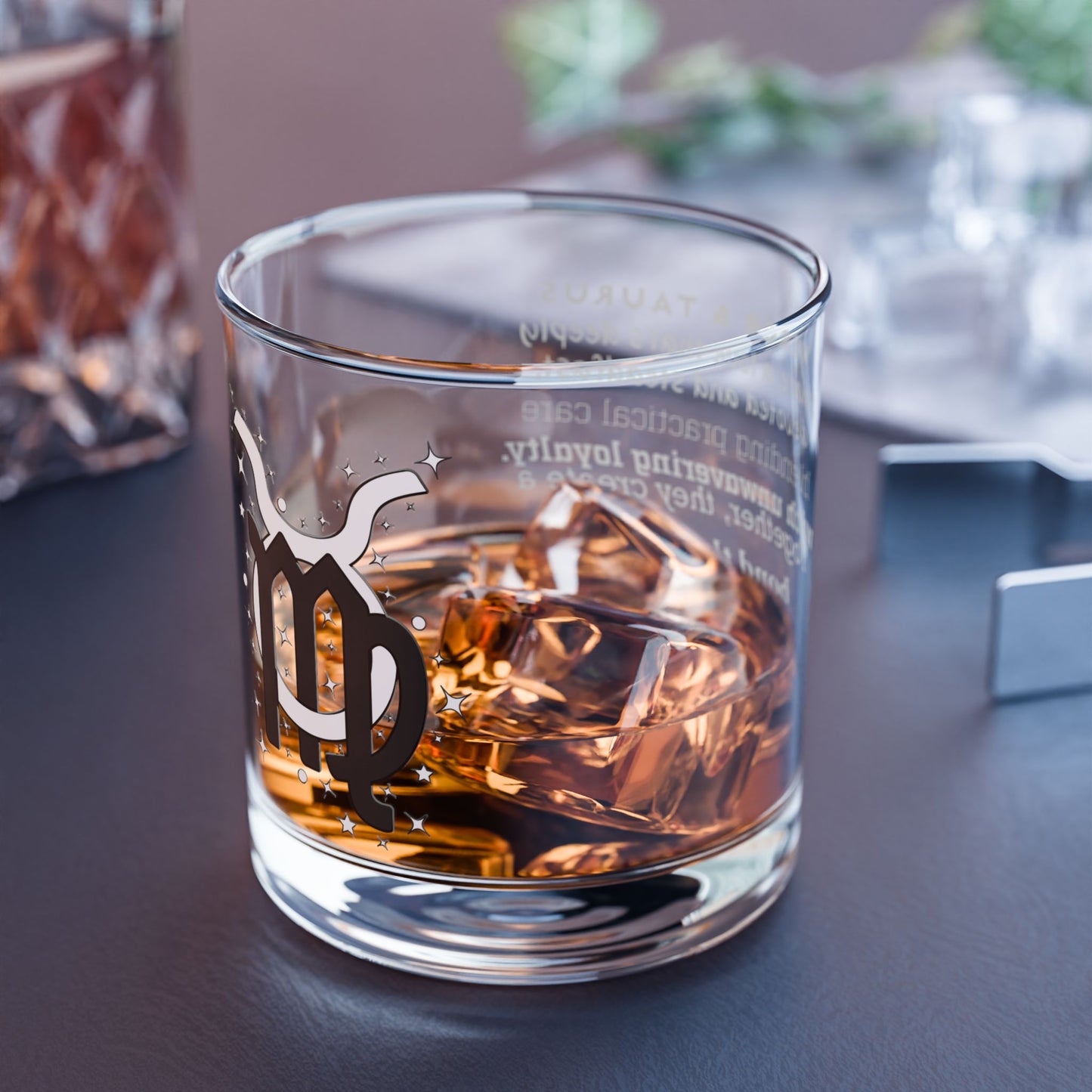Virgo Taurus Zodiac Rocks Glass