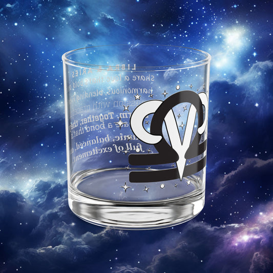Libra Aries Zodiac Rocks Glass