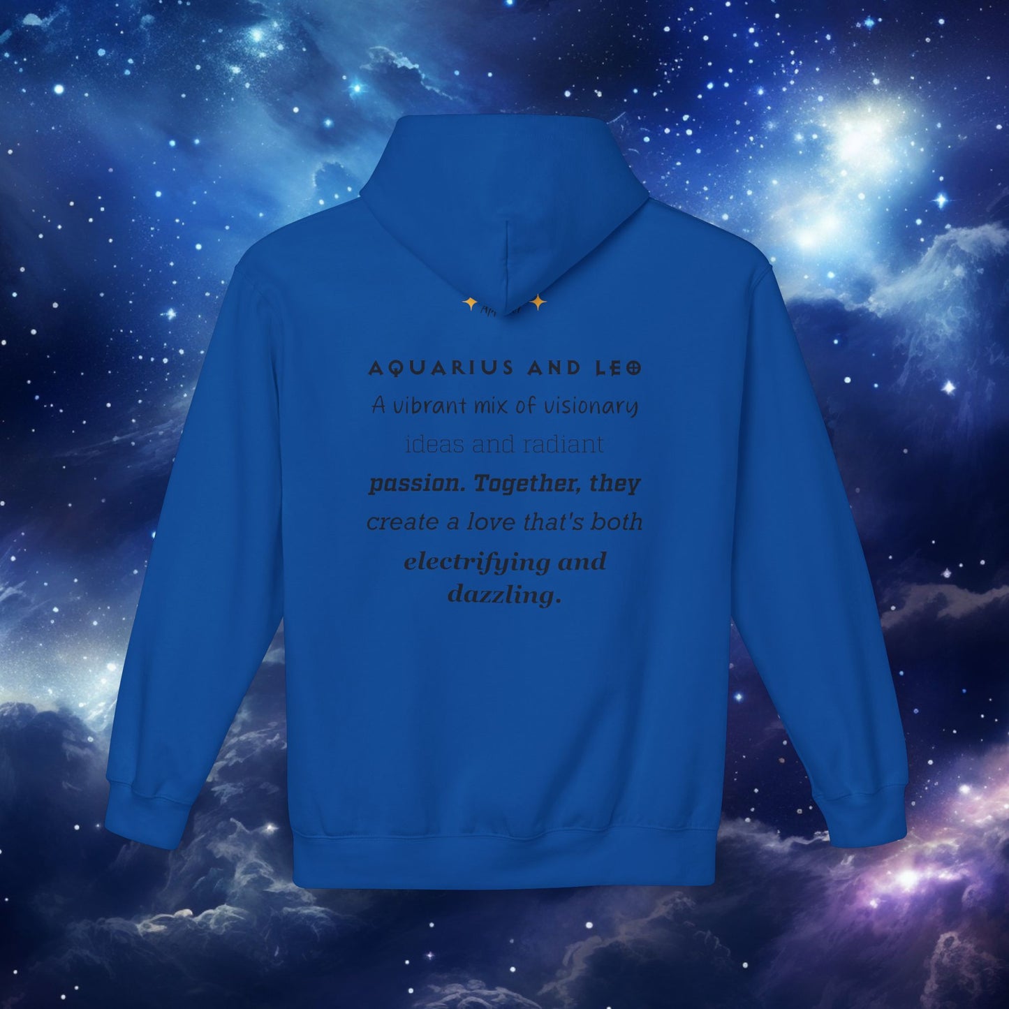 Astrology Zodiac Pairing Hoodie - Aquarius and Leo Love Description