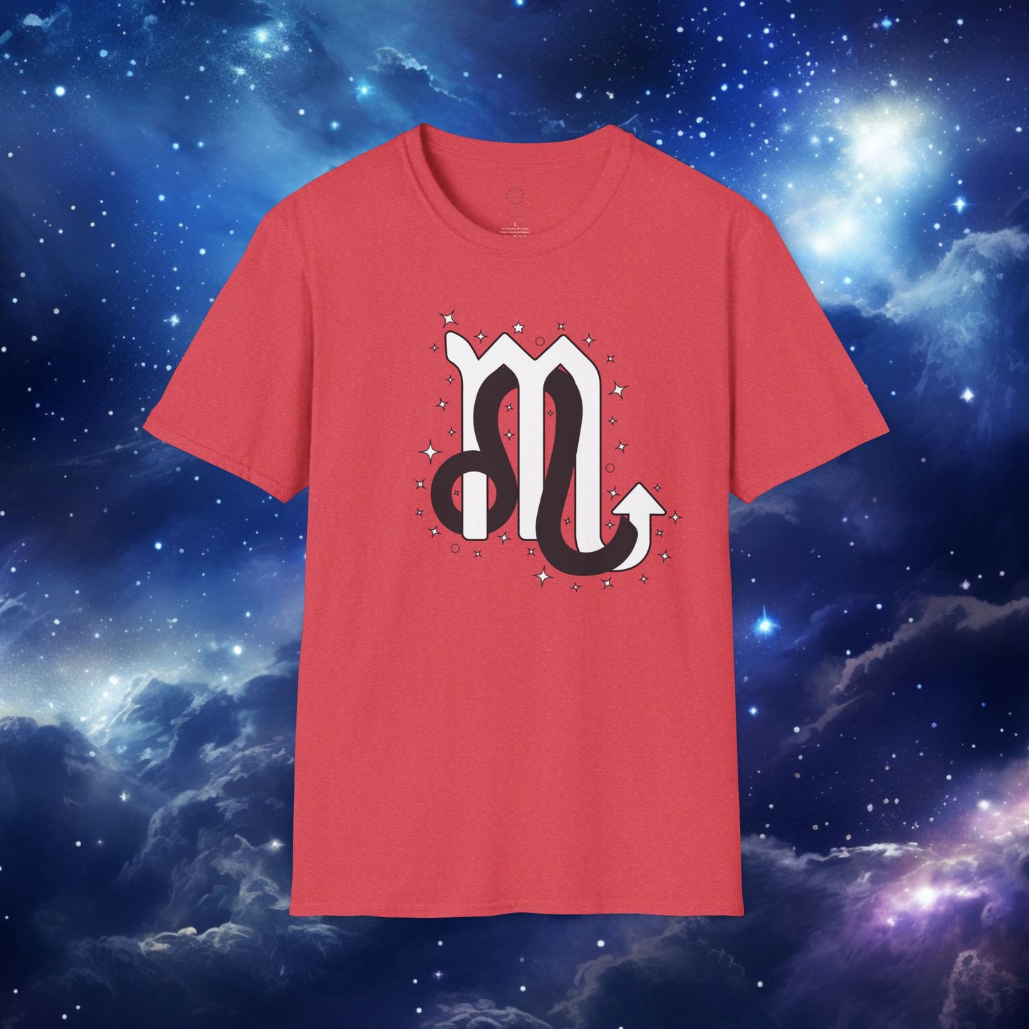 Astrology Zodiac Unisex Softstyle T-Shirt Leo and Scorpio With Love Description On Back