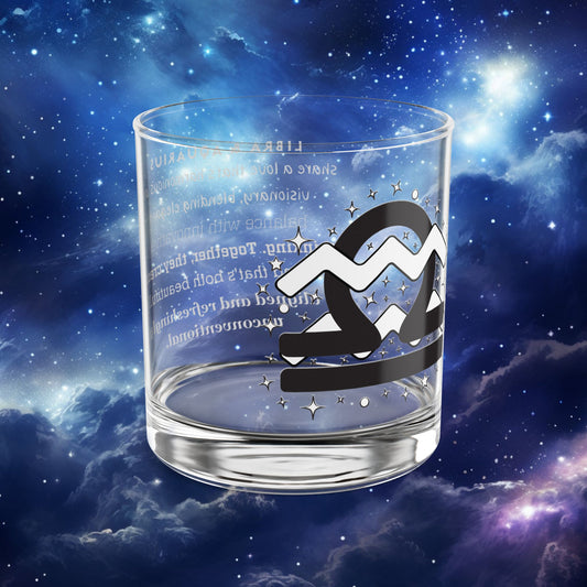 Libra Aquarius Zodiac Rocks Glass