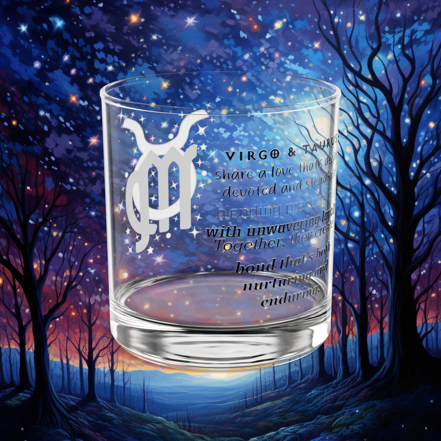 Virgo Taurus Zodiac Rocks Glass