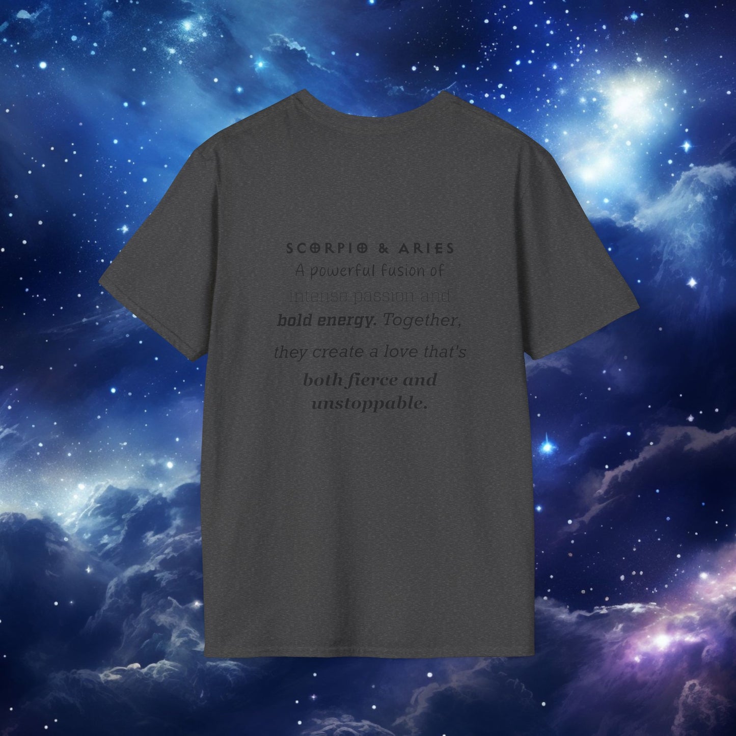 Zodiac Pairings Scorpio and Aries Astrology Unisex Tee with Love Description