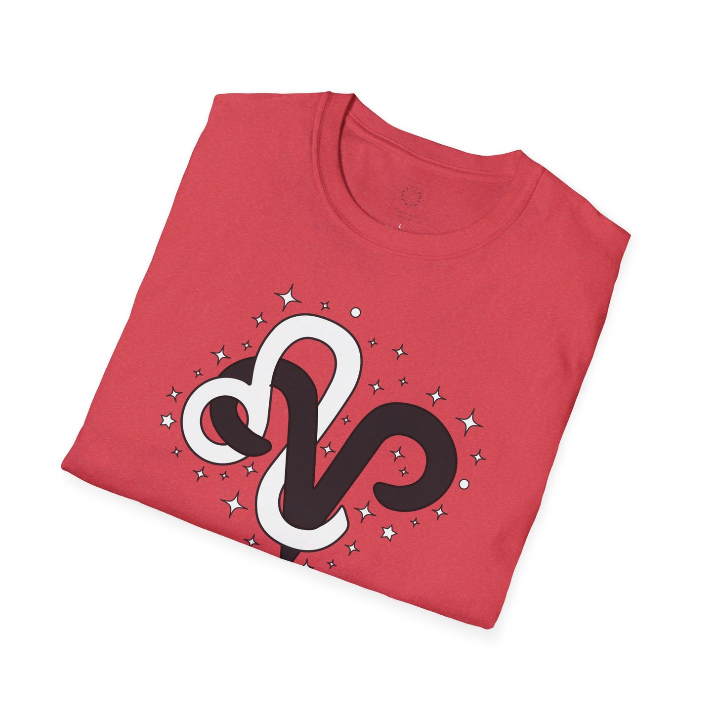 Astrology Zodiac Unisex Softstyle T-Shirt with Aries and Leo Symbols and Love Description