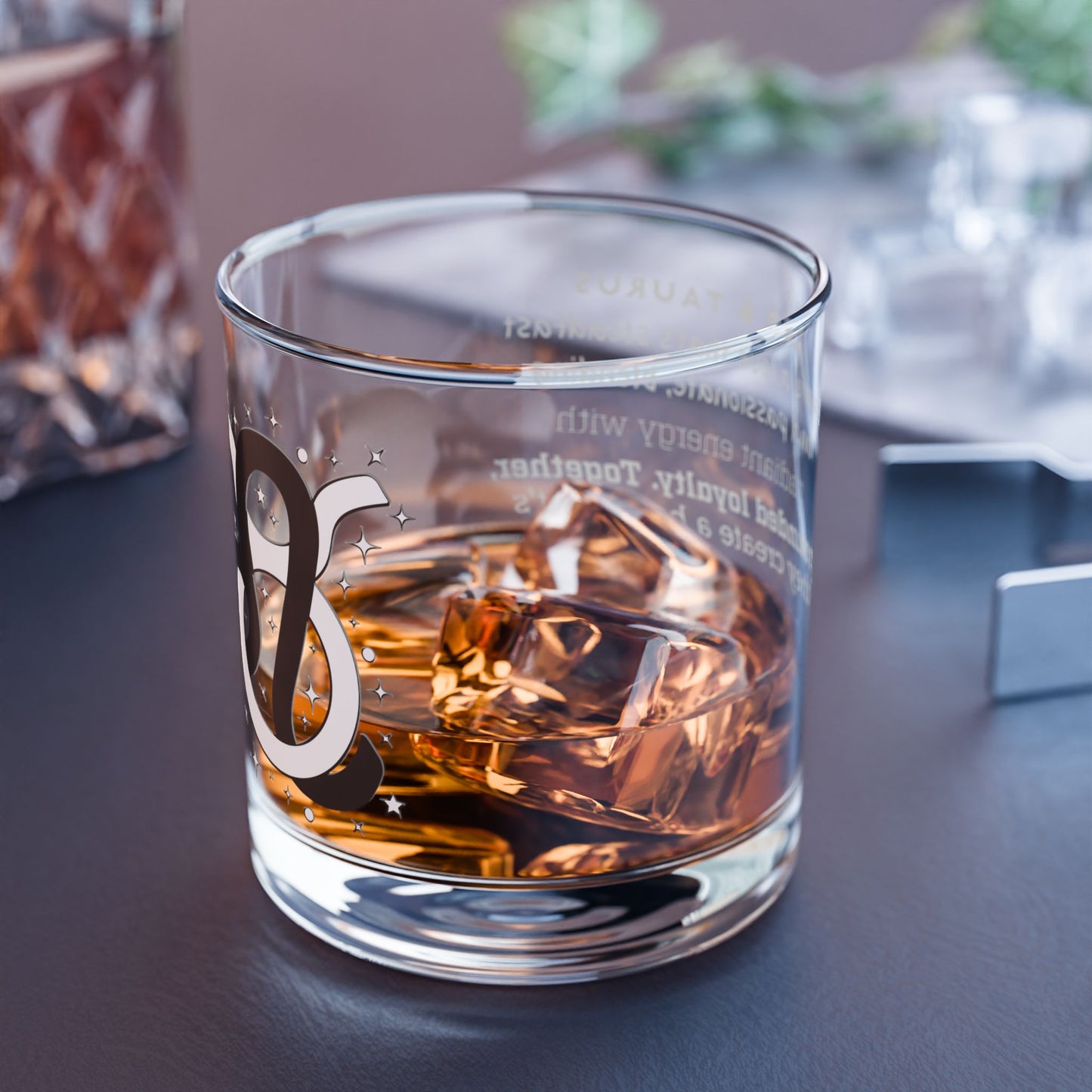Leo Taurus Zodiac Rocks Glass