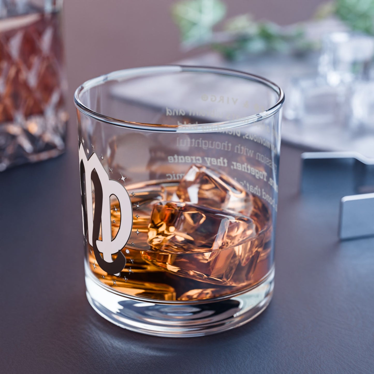 Leo Virgo Zodiac Rocks Glass