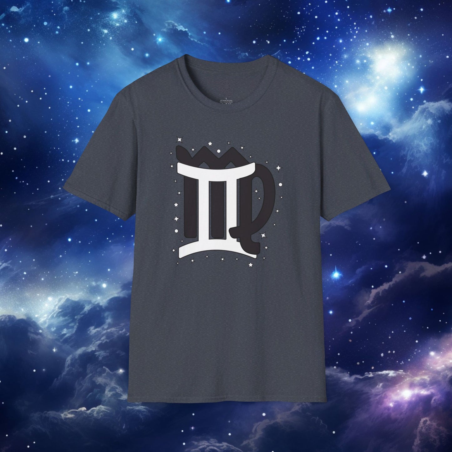 Astrology Zodiac Unisex Softstyle T-Shirt with Virgo and Gemini Symbols and Love Description