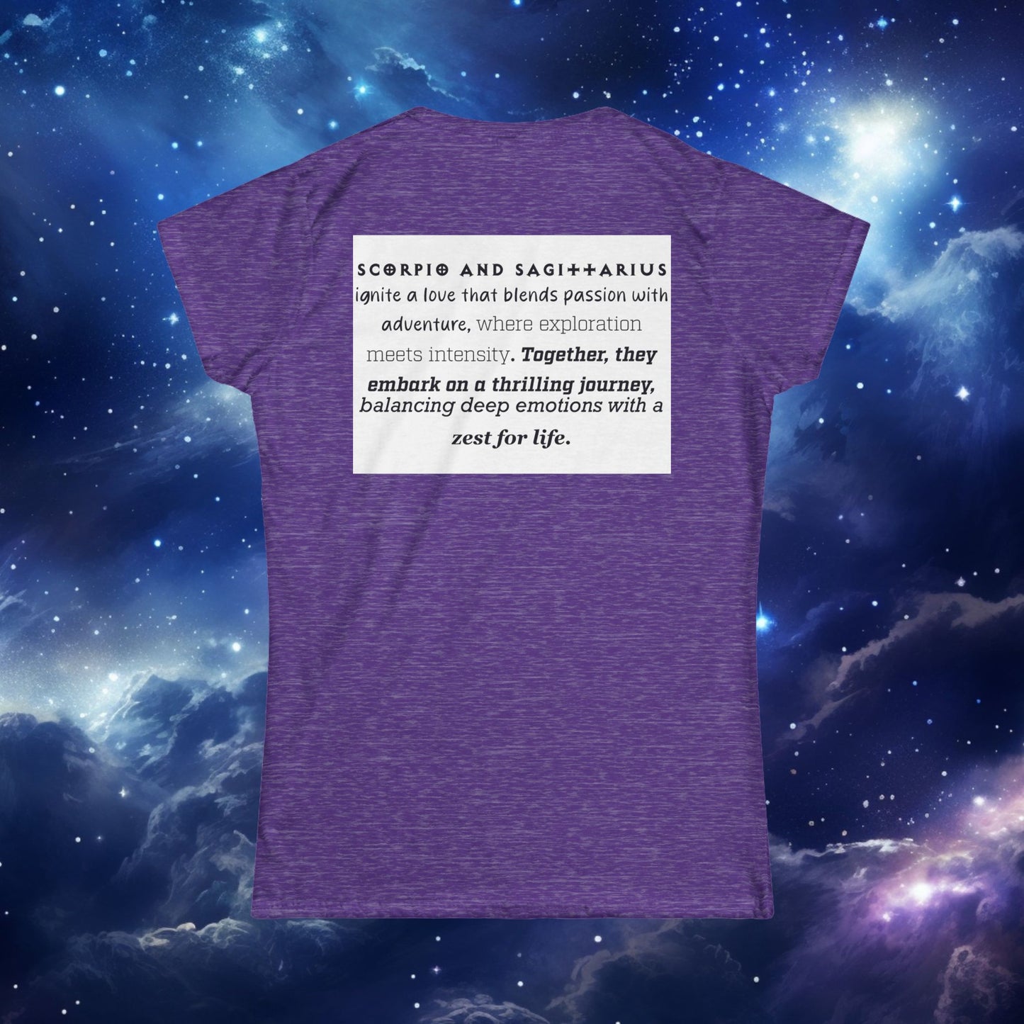 Astrology Zodiac Women's Softstyle Tee Scorpio and Sagittarius with Love Description
