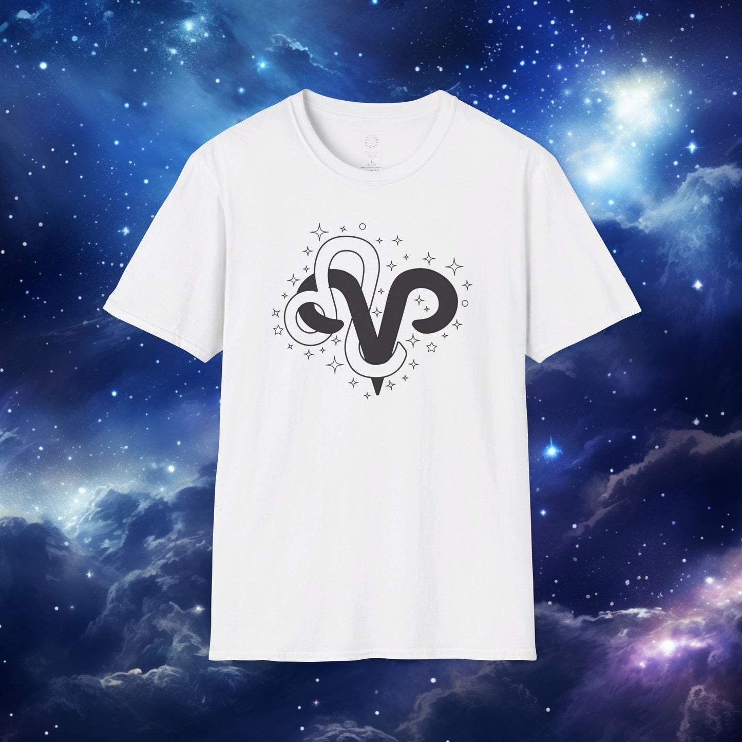 Astrology Zodiac Unisex Softstyle T-Shirt with Aries and Leo Symbols and Love Description