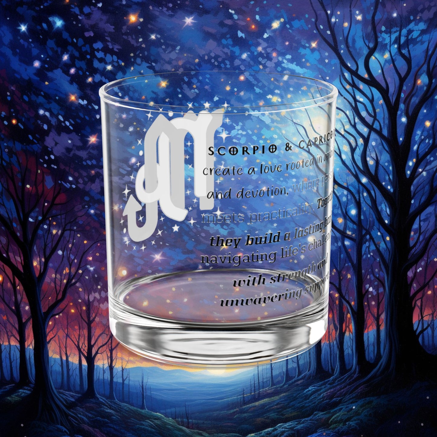 Scorpio Capricorn Zodiac Rocks Glass
