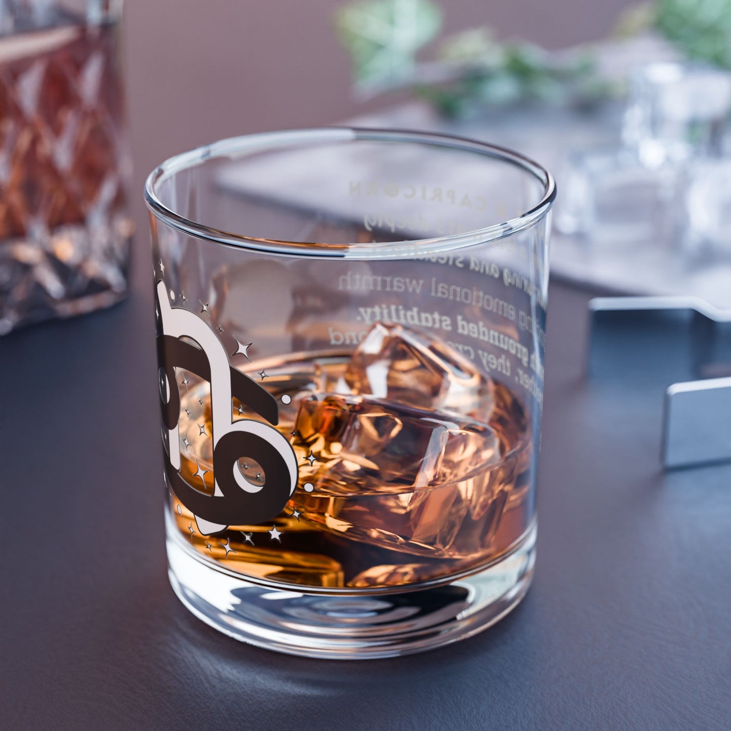 Cancer Capricorn Zodiac Rocks Glass