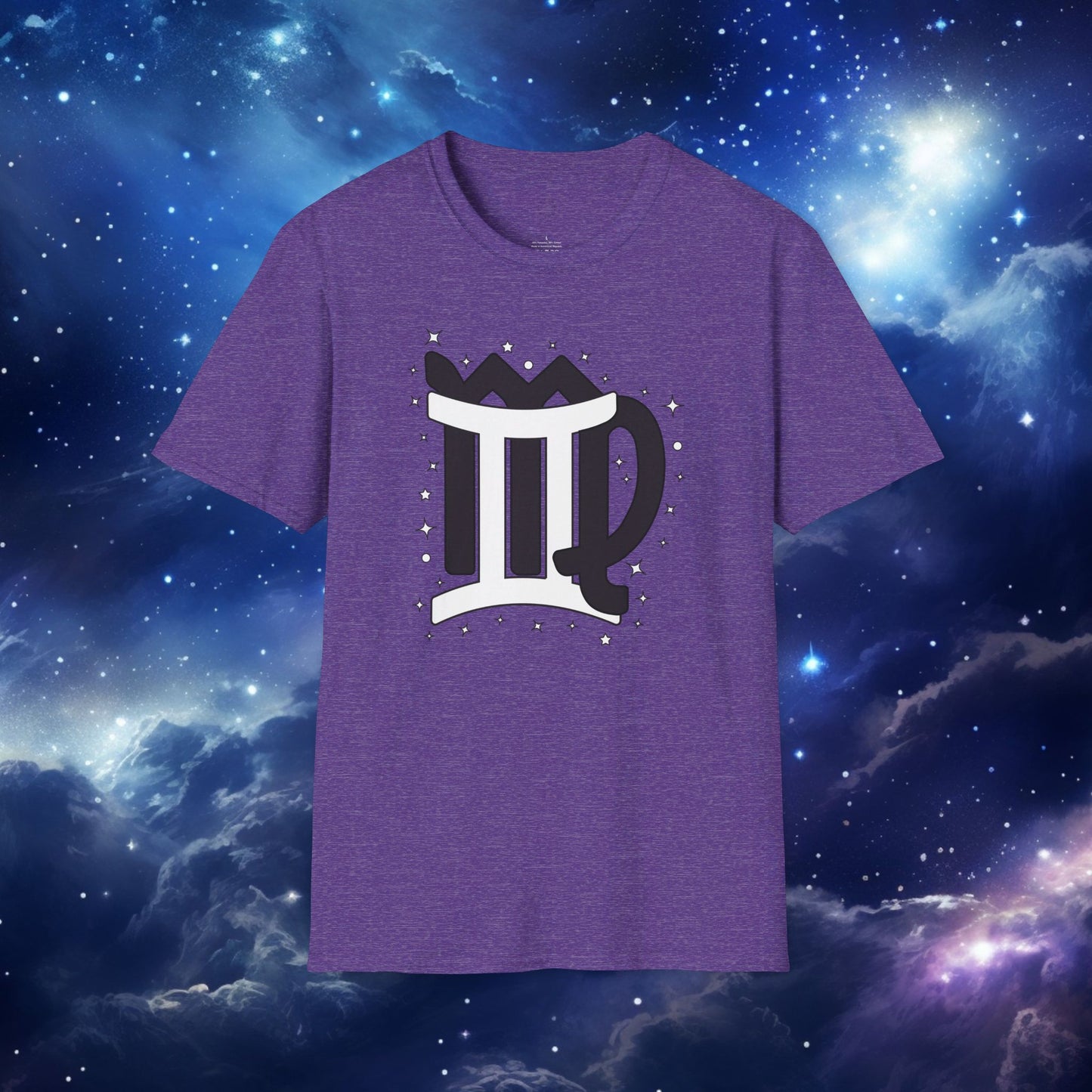 Astrology Zodiac Unisex Softstyle T-Shirt with Virgo and Gemini Symbols and Love Description