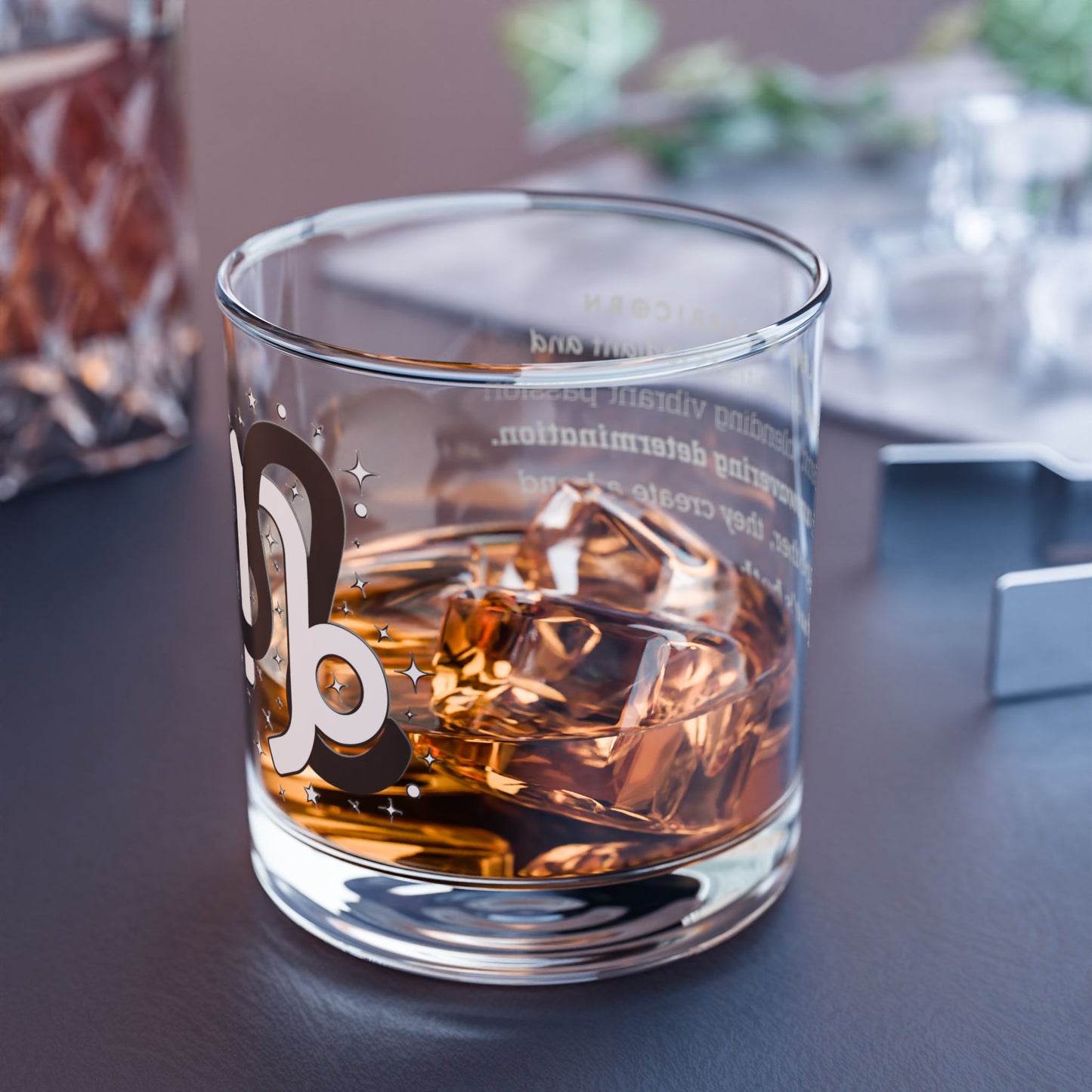 Leo Capricorn Zodiac Rocks Glass