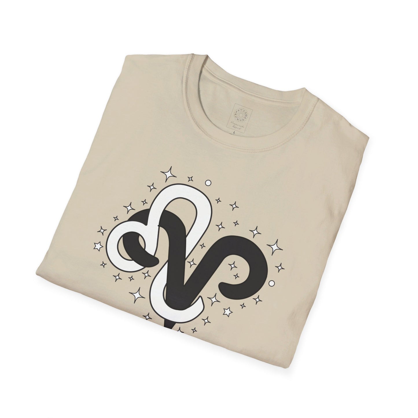 Astrology Zodiac Unisex Softstyle T-Shirt with Aries and Leo Symbols and Love Description
