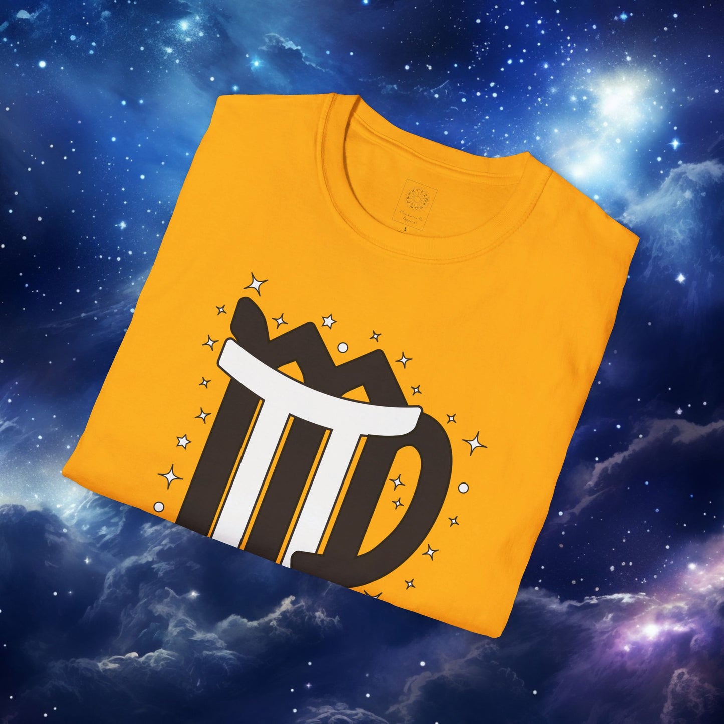 Astrology Zodiac Unisex Softstyle T-Shirt with Virgo and Gemini Symbols and Love Description