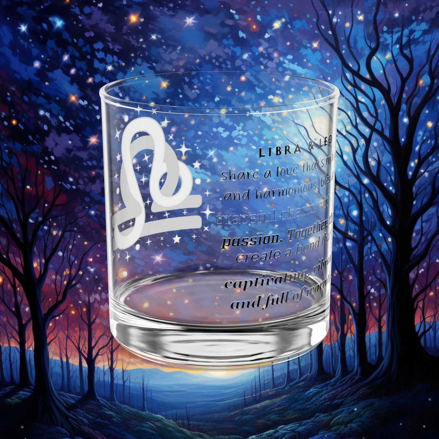 Libra Leo Zodiac Rocks Glass