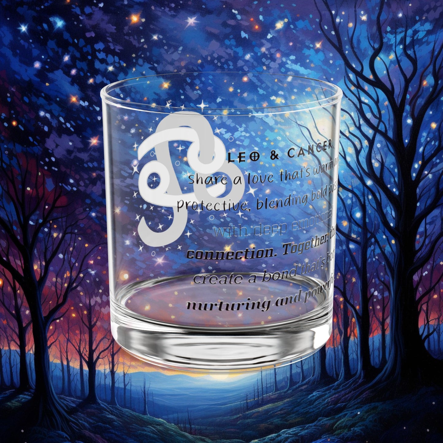 Leo Cancer Zodiac Rocks Glass