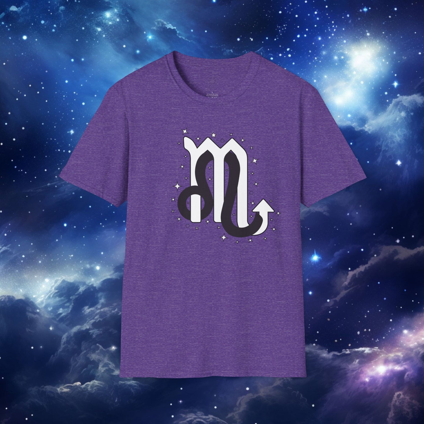 Astrology Zodiac Unisex Softstyle T-Shirt Leo and Scorpio With Love Description On Back