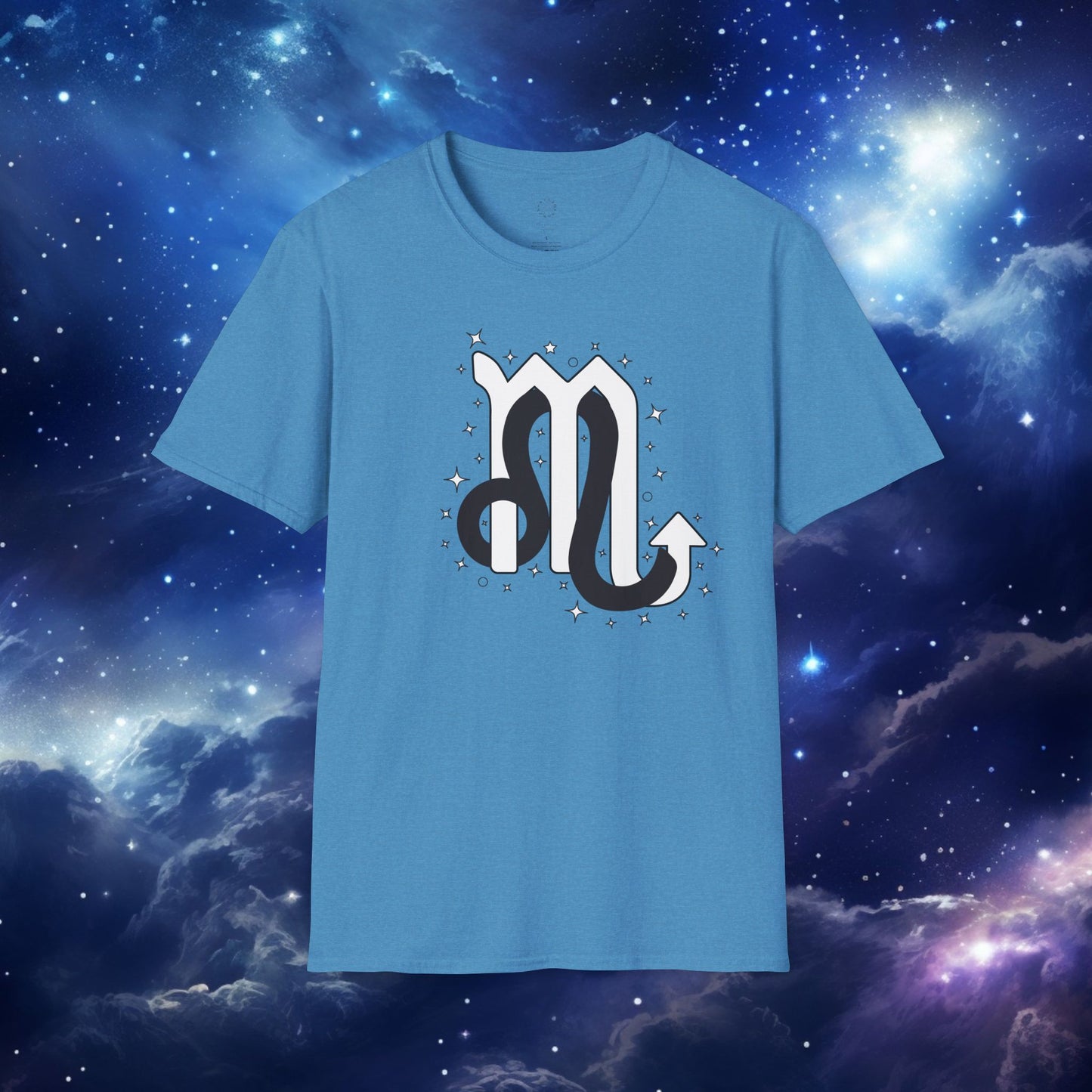 Astrology Zodiac Unisex Softstyle T-Shirt Leo and Scorpio With Love Description On Back