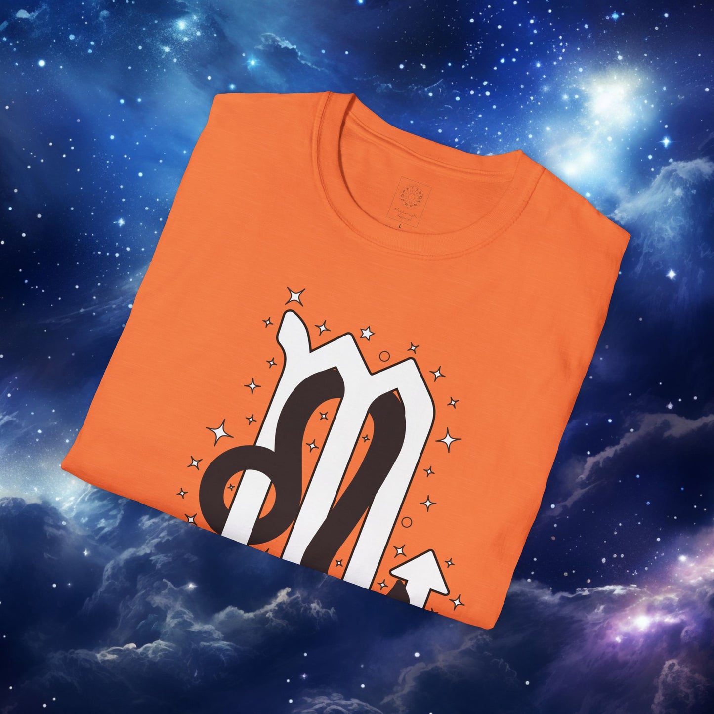 Astrology Zodiac Unisex Softstyle T-Shirt Leo and Scorpio With Love Description On Back