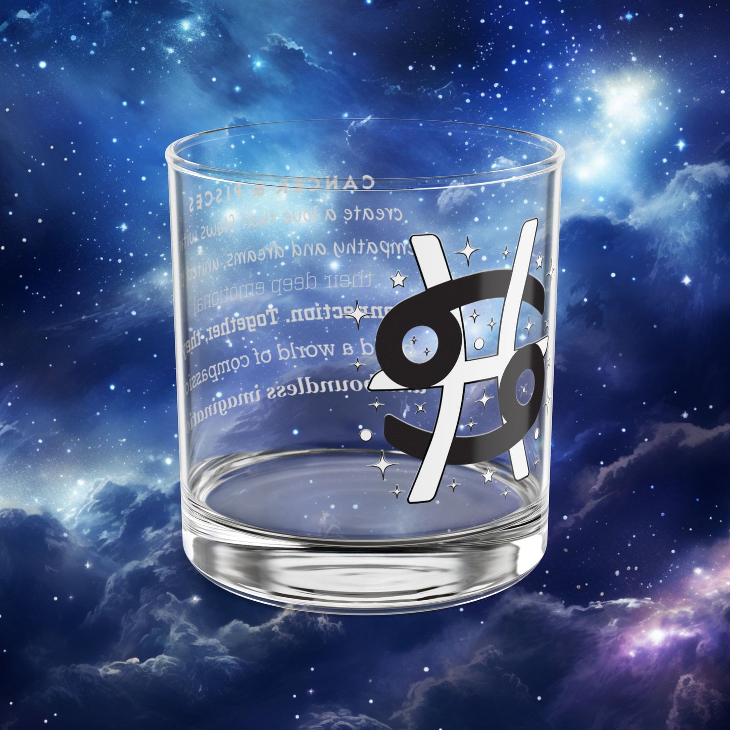 Cancer Pisces Zodiac Rocks Glass