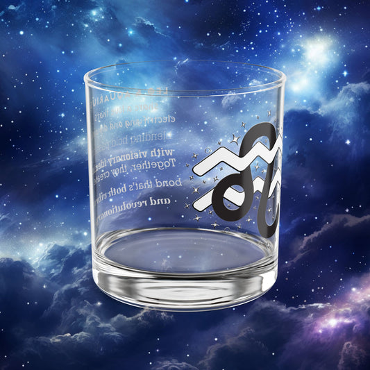 Leo Aquarius Zodiac Rocks Glass