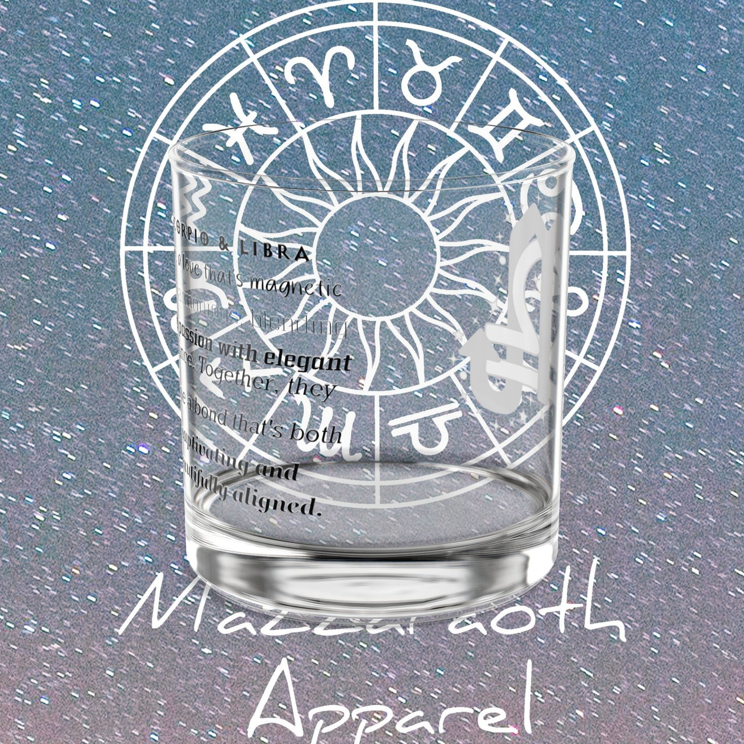 Scorpio Libra Zodiac Rocks Glass