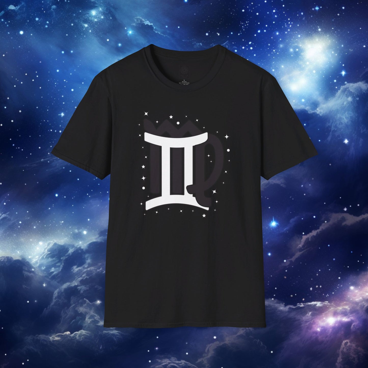 Astrology Zodiac Unisex Softstyle T-Shirt with Virgo and Gemini Symbols and Love Description