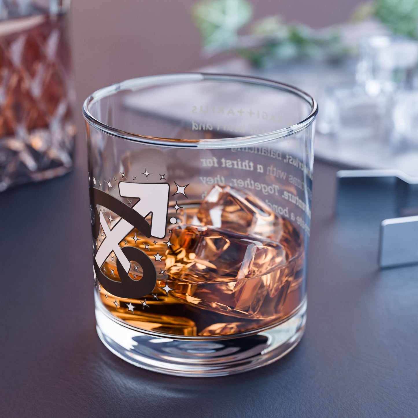 Cancer Sagittarius Zodiac Rocks Glass